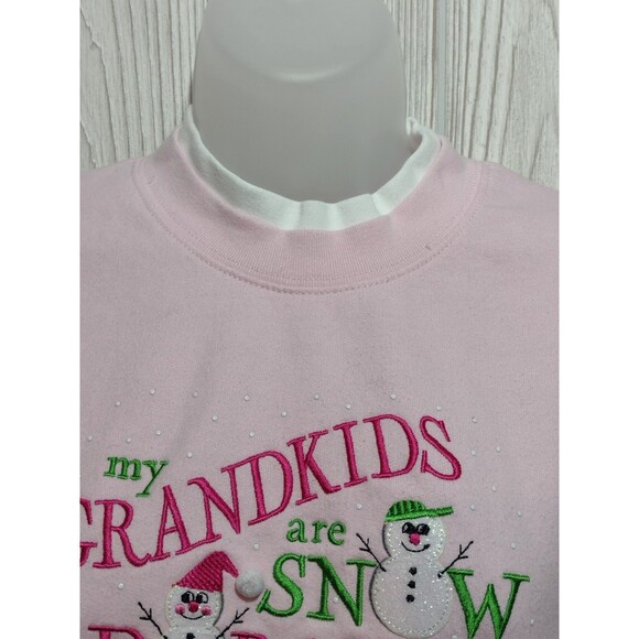 VINTAGE M&C Sportswear Sweater Grannycore Medium Snowman Christmas Pink - Picture 5 of 12